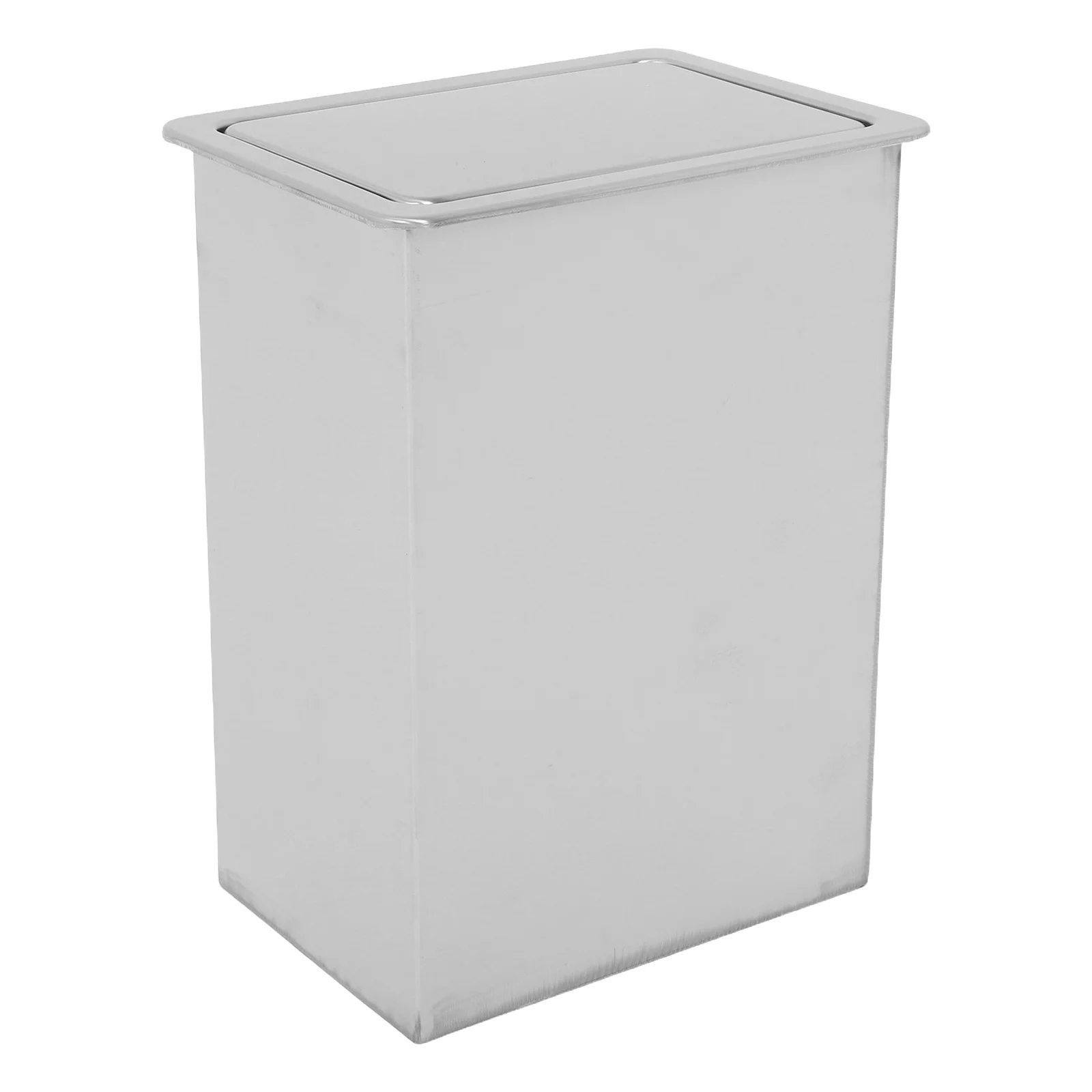 

1Set Stainless Steel Counter Embedded Trash Can Built-in Swing Lid Kitchen Bathroom Drop-in Waste Basket Tabletop