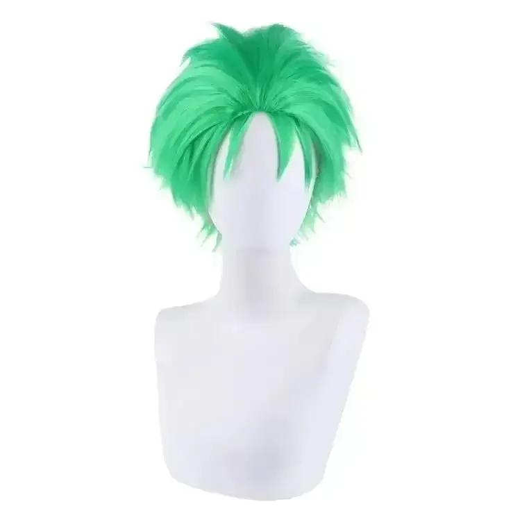 Anime Slicked-back green wig Short Layer Roronoa Zoro Comic Cosplay Wigs