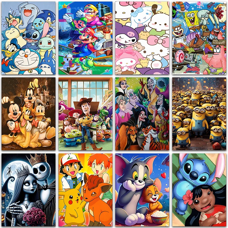 Disney Diamond Painting kits Super Mario Sanrio Pokemon SpongeBob Home Decor Full Square&Round embroidery mosaic Cross stitch