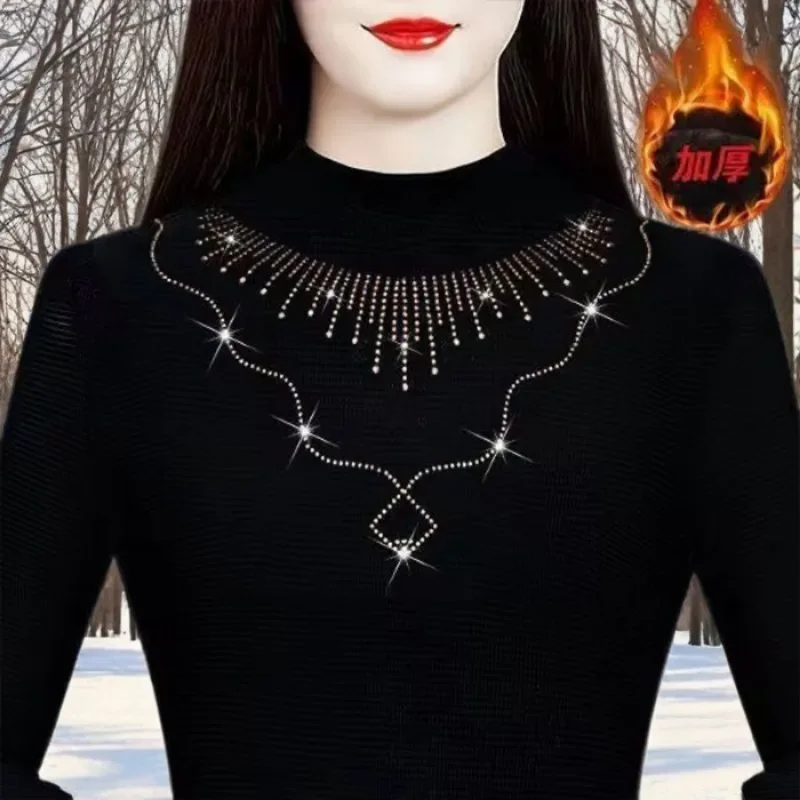 

Модный и модный внутренний слой плюс бархатные утолщенные женские новые осенне-зимние универсальные топы