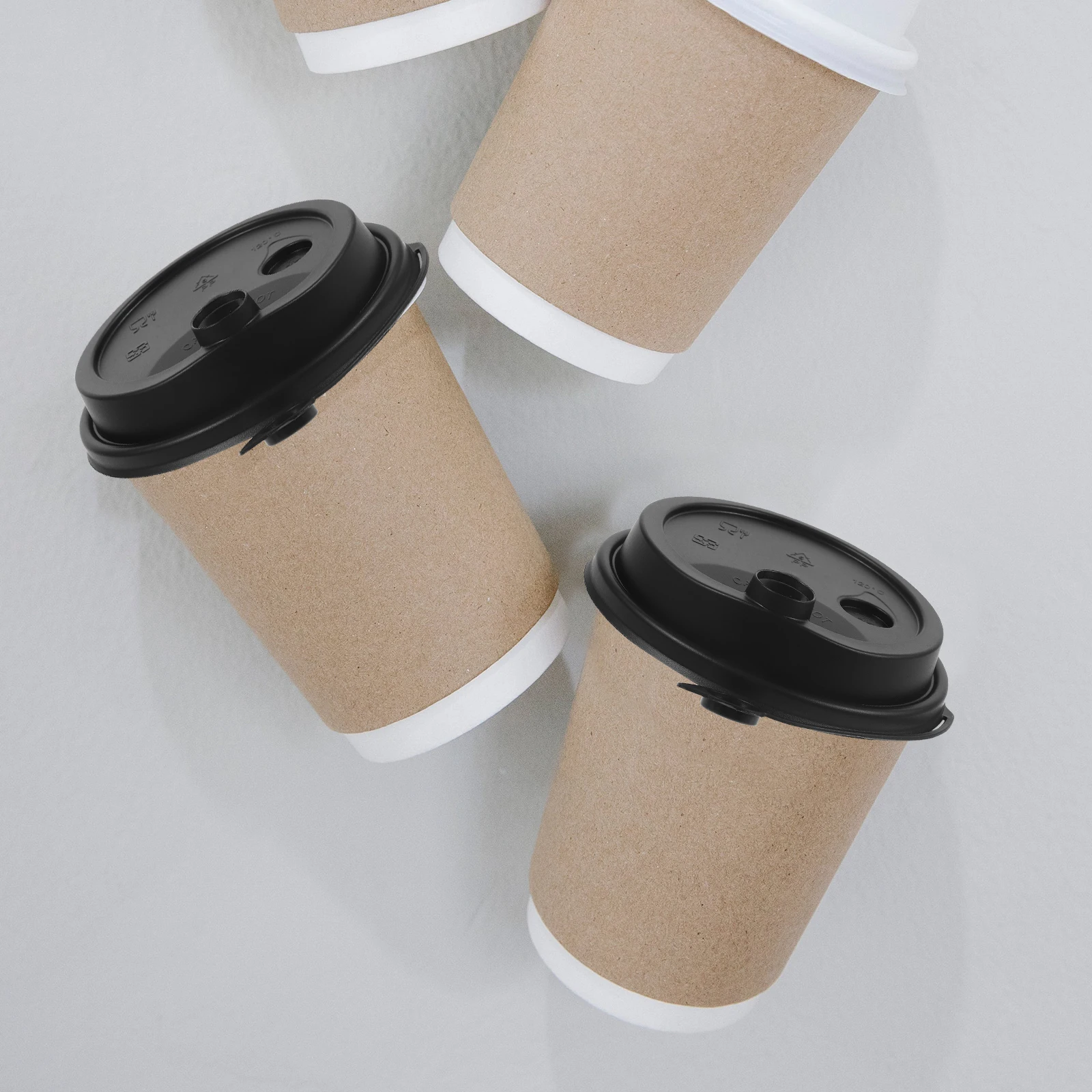

100pcs Leak Proof Cup Lids 90mm Black Plastic for Coffee Milk Tea Cups Sealed Hot Beverage Outdoor Kitchen Accessories