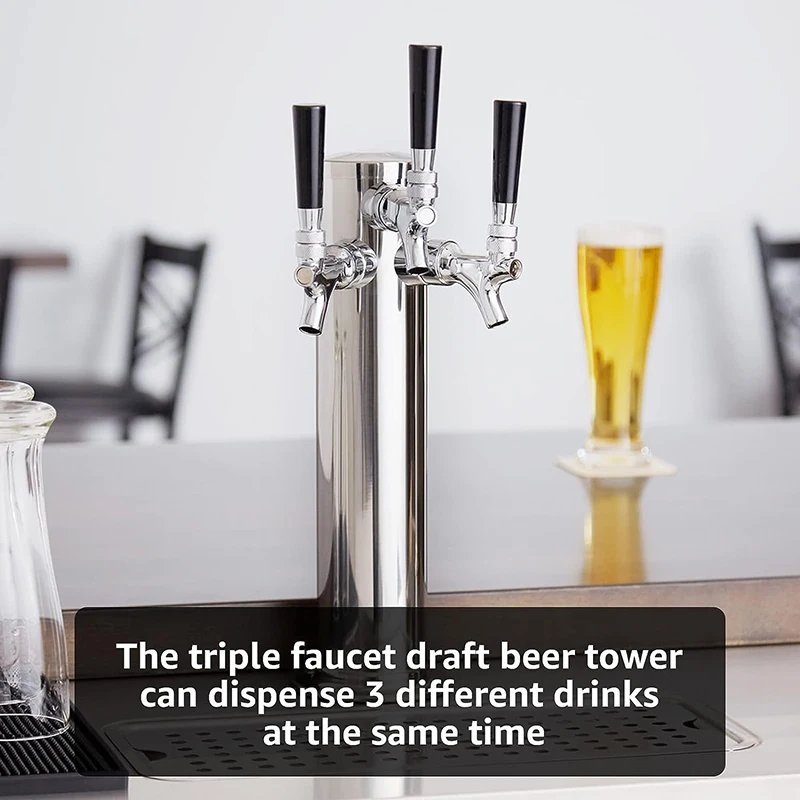 3 Faucet Draft Beer Tower,Three Tap Kegerator Tower,Stainless Steel 3\