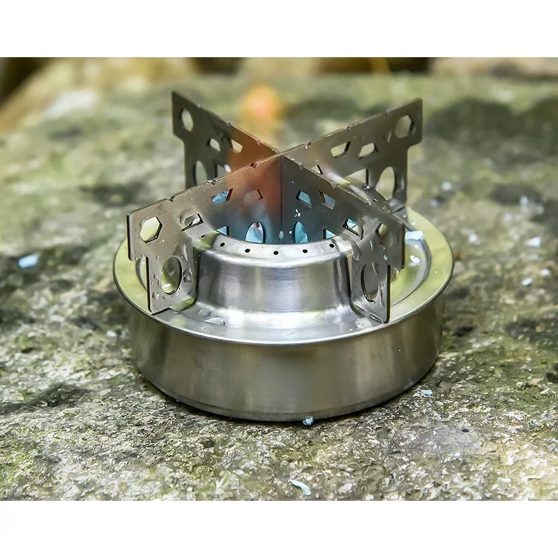 Estufa de Alcohol portátil a prueba de viento para acampar, cocina, Picnic, acero inoxidable, equipo de Camping, estufa de Alcohol