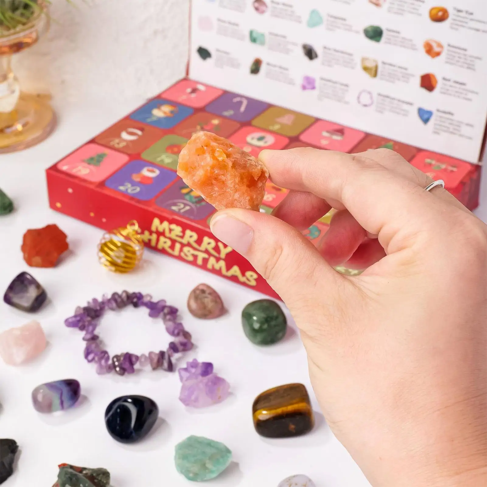 

Kids Advent Calendar 2025 24 Days Christmas Jewelry Gift Crystal Countdown Calendar for Family, School, Meditation