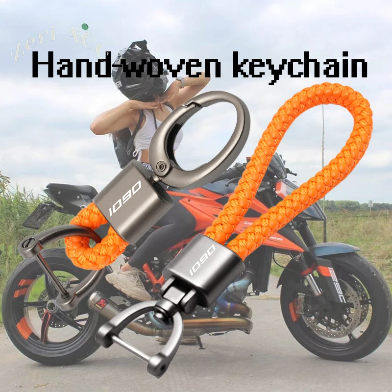 

For KTMR2R 1090 Adventure 2013-2018 Universal Custom High-end Alloy Keyring Quality Braided Rope Keychain Motorcycle Accessories