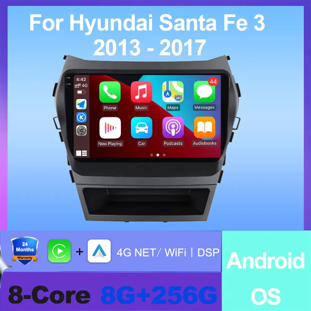 

Android Auto Wireless Carplay Car Radio Multimedia Video For Hyundai Santa Fe 3 2013 - 2017 GPS Navigation Stereo Tools 4G Wifi