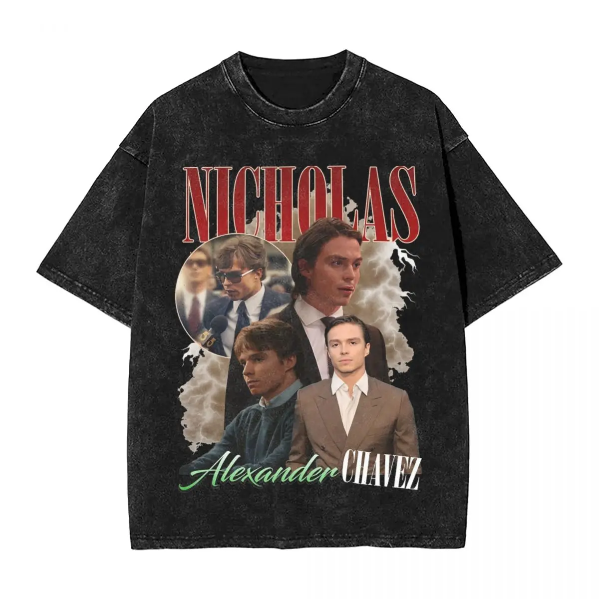 Nicholas Chavez Actor T Shirts Hip Hop Washed 100% Cotton Oversize T-Shirt Retro for Men Women Tops Streetwear Graphic Tops Tees