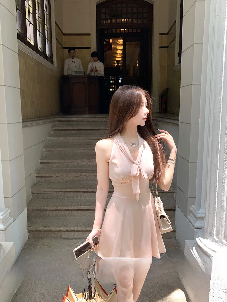 

Pure Desire Sexy V-Ne Svel Ne Hanging Polka Dot Dr Women's High Waist A-Line Summer Dr Daily Wear