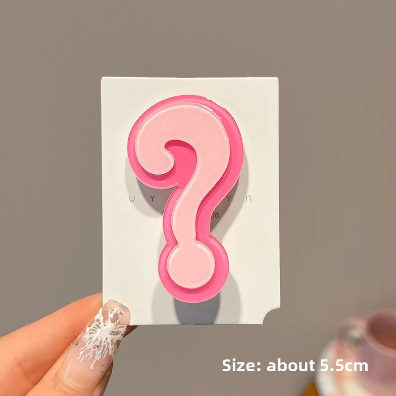 4pcs Colorful Question Mark Acrylic Hair Clips Set