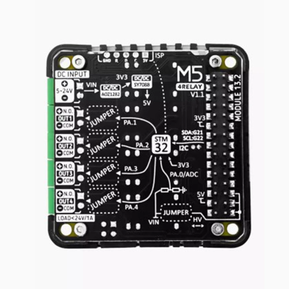 

M5Stack 4Relay 13.2 Module V1.1 4-channel mechanical relay control STM32