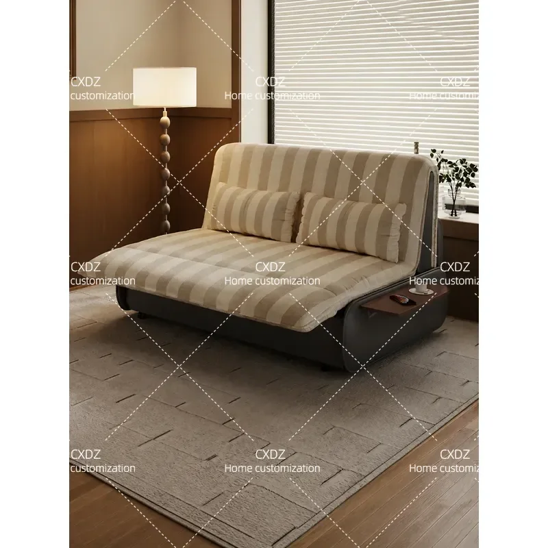 Retro Electric Sofa Bed Dual Purpose Folding Striped Medium Ancient Style Small Apartment Multi Function Intelligent Advanced