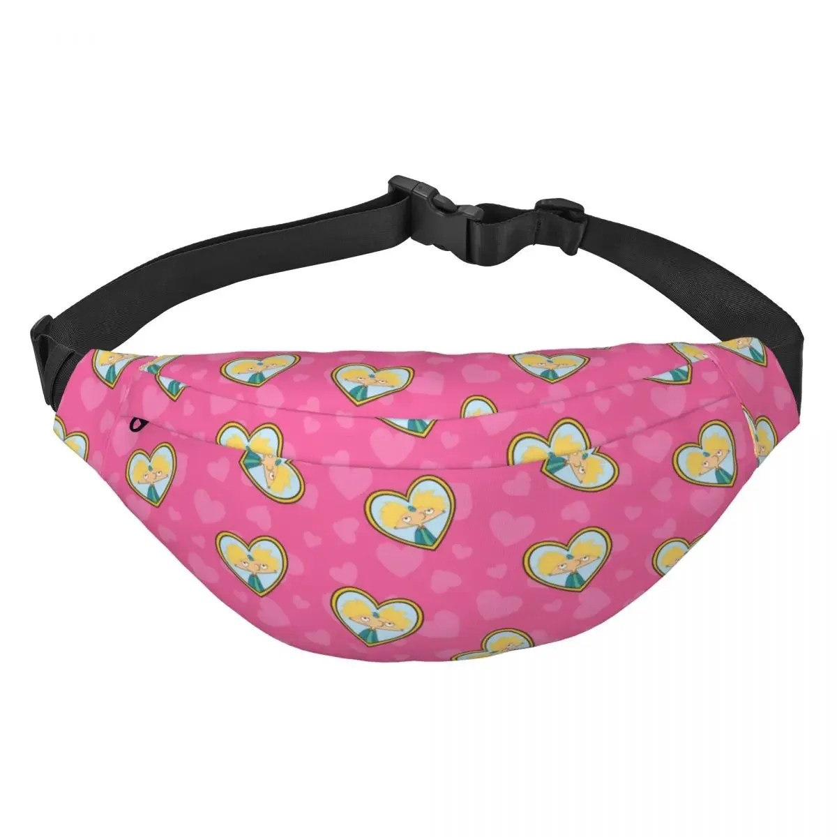 Personalizzato Hey Arnold Anime Animation Fanny Pack Donna Uomo Helga Pataki Sling Marsupio a tracolla per custodia per soldi per telefono in viaggio