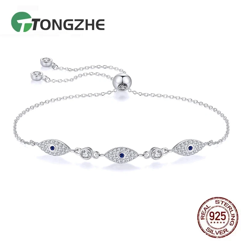 

KALETINE Evil Eye 925 Sterling Silver Bracelet Nazar Boncuk Charm Blue Stone Bracelet & Bangle for Women Female Jewelry Gifts