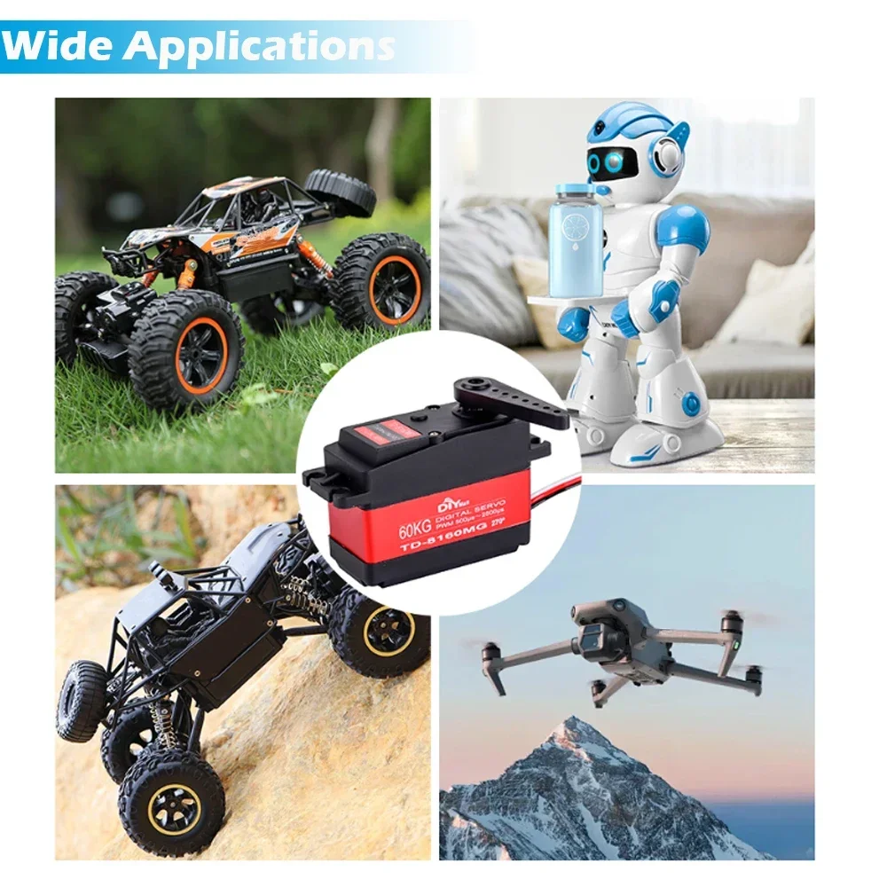 TD-8160MG 60KG Digital Servo Motor Metal Gear High Torque High Speed Waterproof 6-8.4V for 1/5 1/6 RC Baja Car Crawler DIY Robot