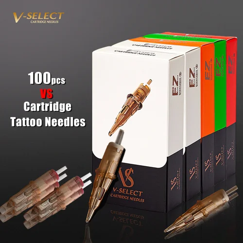 100 Uds. Kits de agujas de tatuaje de cartucho EZ v-select de tamaños mixtos RL RS M1 CM Kits de agujas de tatuaje desechables para pluma de tatuaje rotativa