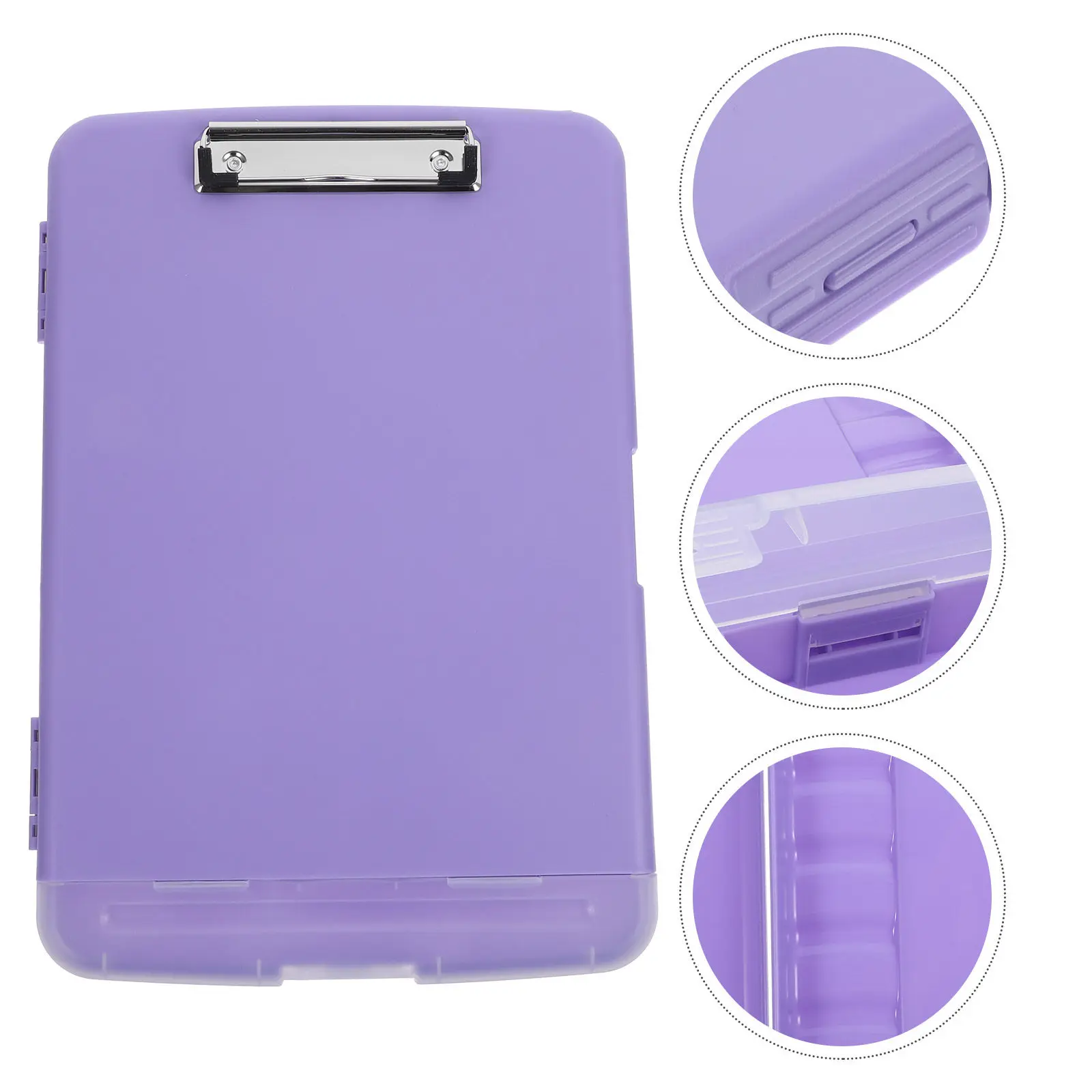 

File Organizer Box A4 Document Holder Portable Writing Board Multi-Function Paper Storage Clipboard Light Purple Office