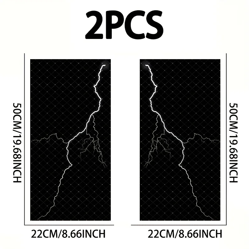 2Pcs/set, lightning pattern car B-pillar sticker; durable, waterproof, scratch-proof, car B-pillar protective film, car decal