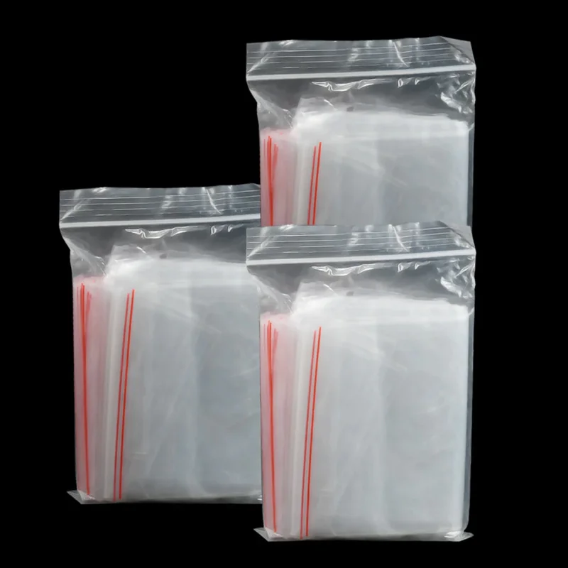 100 pcs/pack Small Zip Lock Plastic Bags Reclosable Transparent Bag Vacuum Storage Bag Clear Bags Thickness