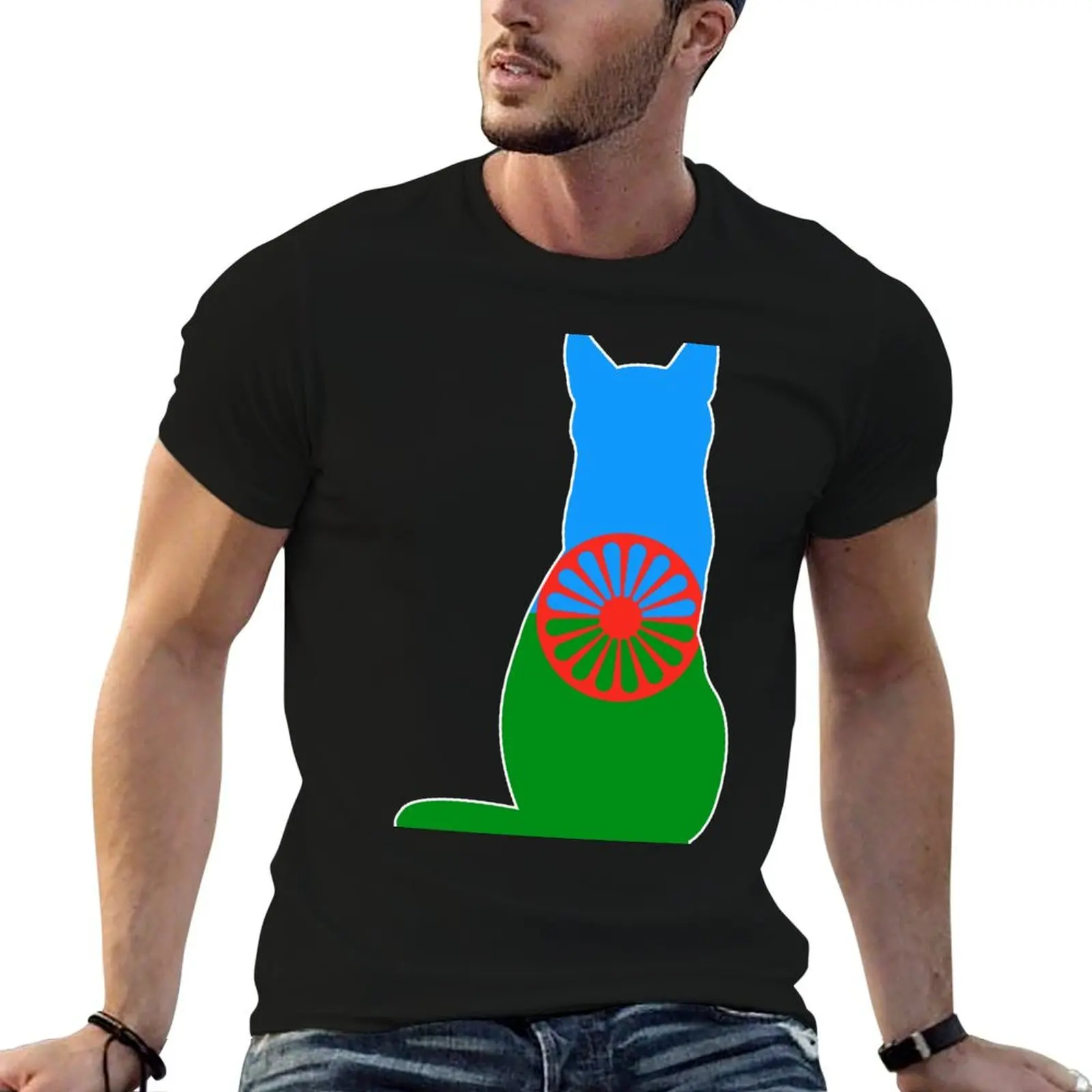 

Romani Cat Flag T-Shirt t shirts for man pack white t shirts for man cotton funny man t shirt summer T-Shirt
