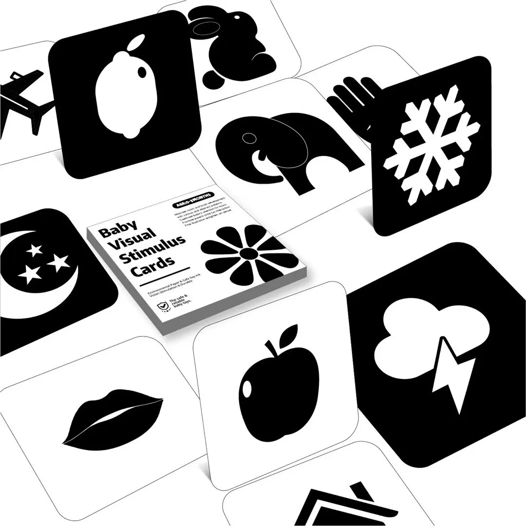 ألعاب بطاقة التحفيز البصري للأطفال، بطاقة تتبع مرئية، بطاقات فلاش باللون الأسود والأبيض، ألعاب تعليمية لحديثي الولادة في مرحلة الطفولة المبكرة