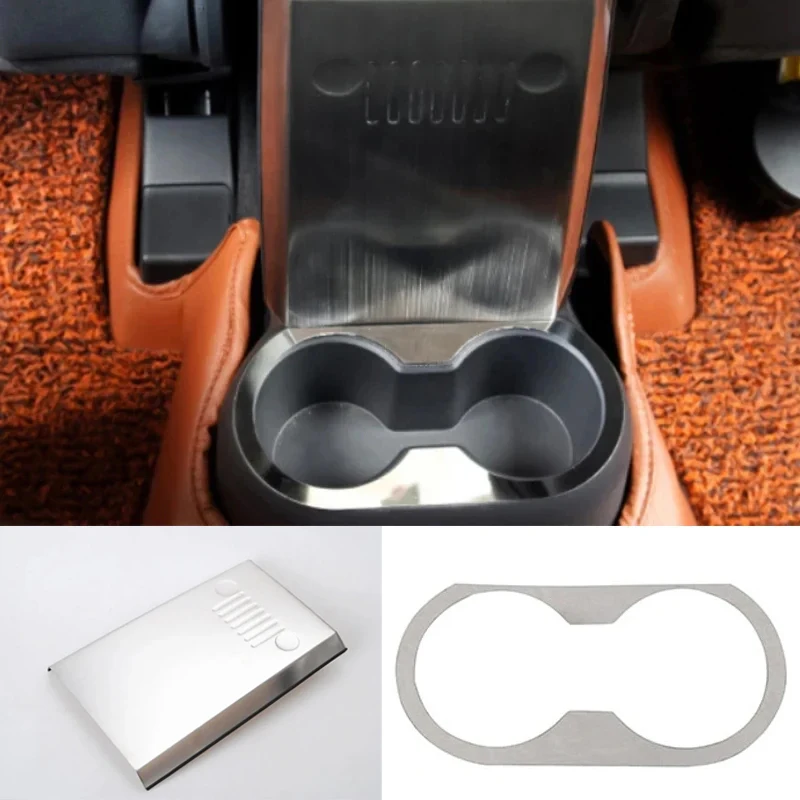 

Stainless Steel Interior 2PCS Rear Water Cup Holder+Armrest Box Trim For Jeep Compass Patriot 2011 2012 2013 2014 2015 2016