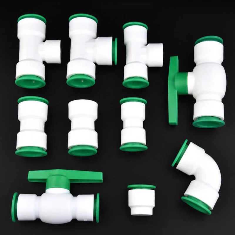 

20-25mm PPR Quick Connector Pipe Fitting Male Female Straight/Elbow/3-way Reducing Diameter Joint Faucet Adapter Accessories