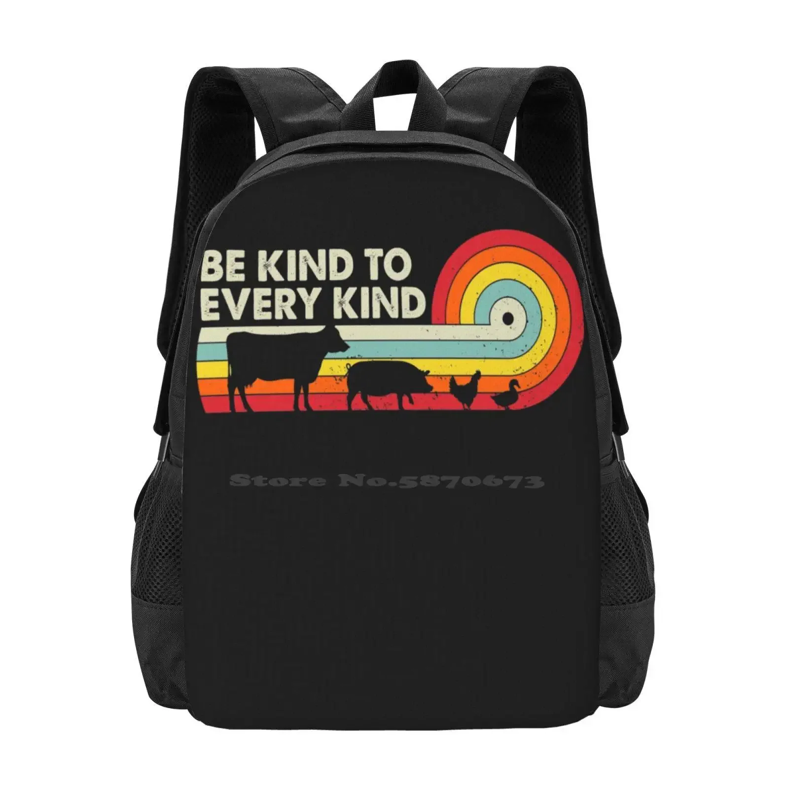 

Be Kind To Every Kind Hot Sale Schoolbag Backpack Fashion Bags Vegan Be Kind Every Kind Animal Vintage