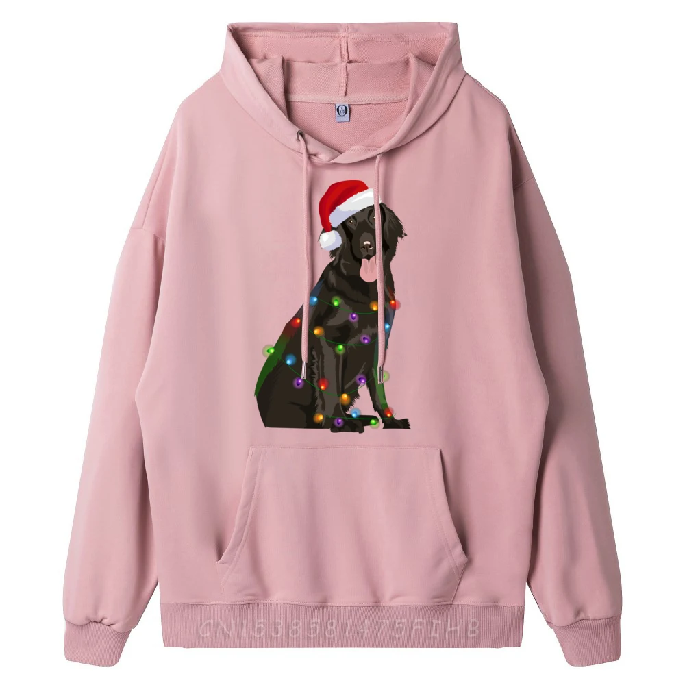 Retriever revestido plano Luzes de Natal Amante de cachorro de Natal Roupas de grife masculinas Design de moletons personalizados