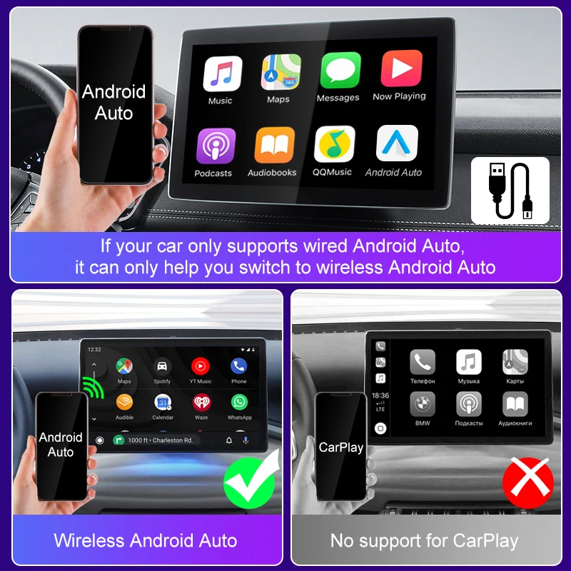 FLIXIVI-llave electrónica inalámbrica 2 en 1 para CarPlay, caja WIFI rápida automática para Radio de coche con conexión por cable, Universal, Android