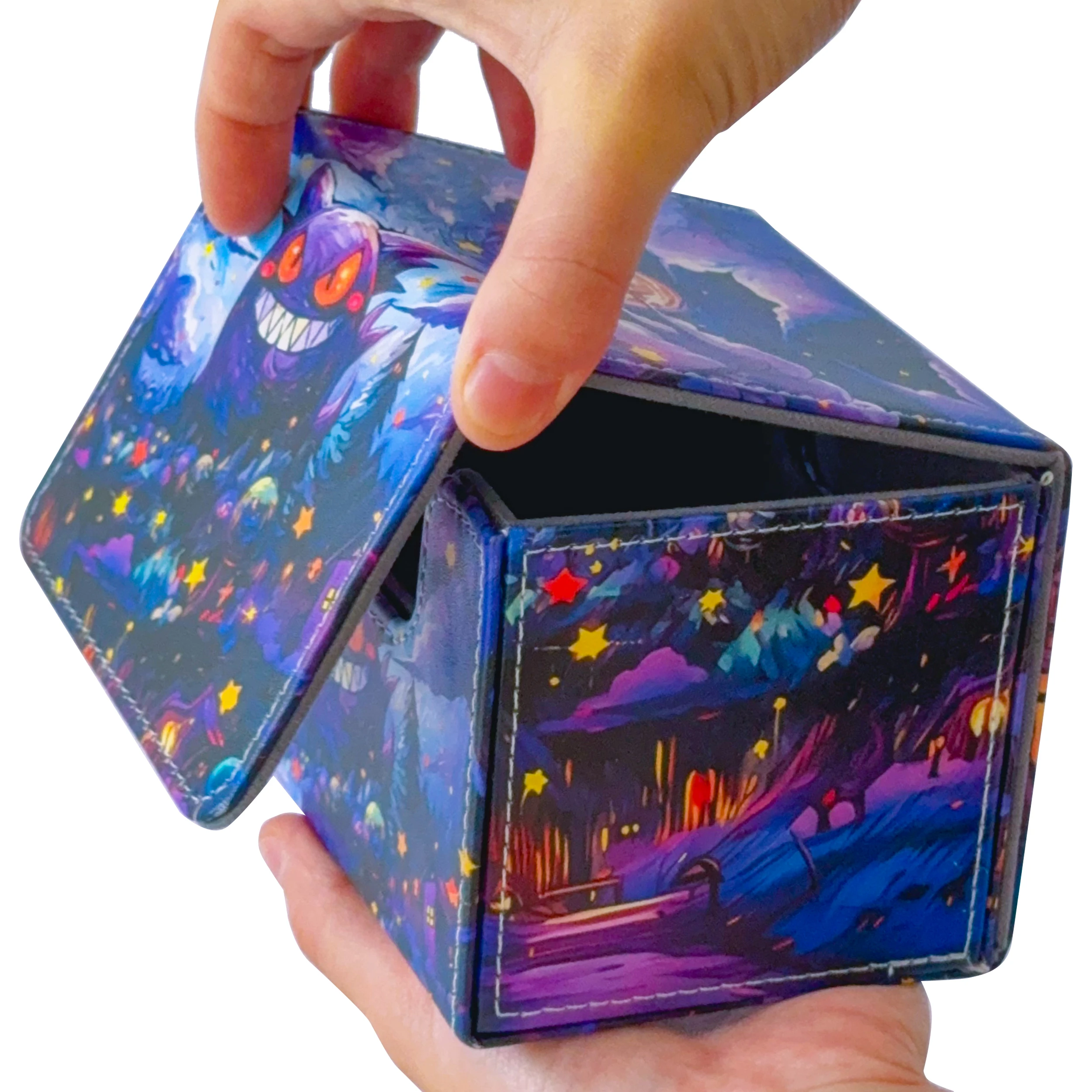 Anime Pokemon Gengar Deck Box The Starry Night Style Yugioh WS OCG PTCG Trading Cards Pu Leather Storage Collection Box 110+