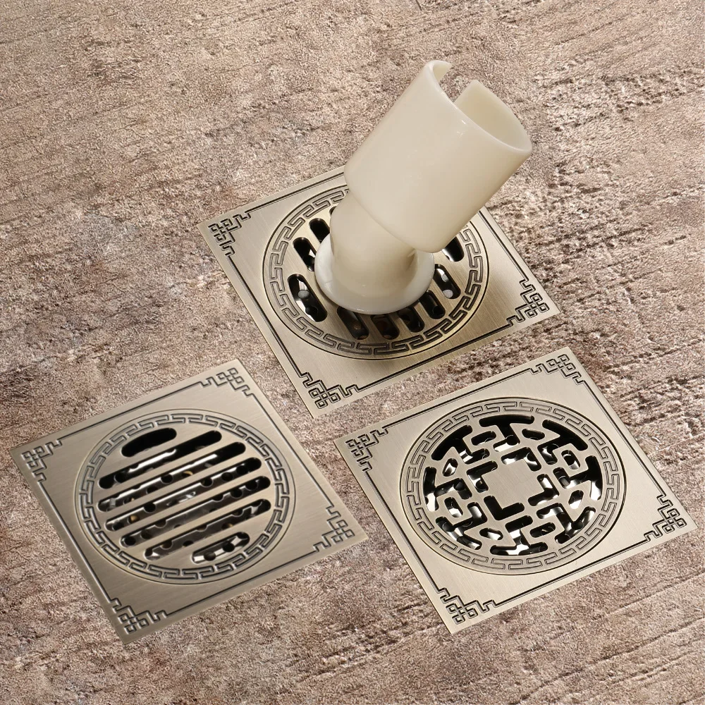 Vintage Design Bathroom Accessories Floor Drain Concealed Installation Odor-resistant Floor Drain Electroplated Brushed Finish