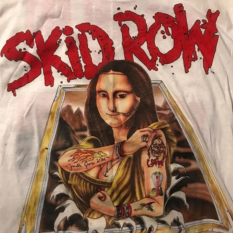 تي شيرت Skid Row 1989 Mona Lisa Youth Gone Wild Cotton White #1