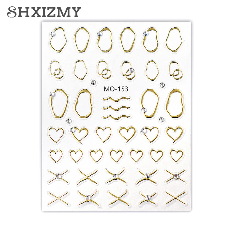 

Line Nail Sticker With Diamonds Enhancement Adhesive Gold Silver Stereoscopic Nail Salon 3D Nail DIY