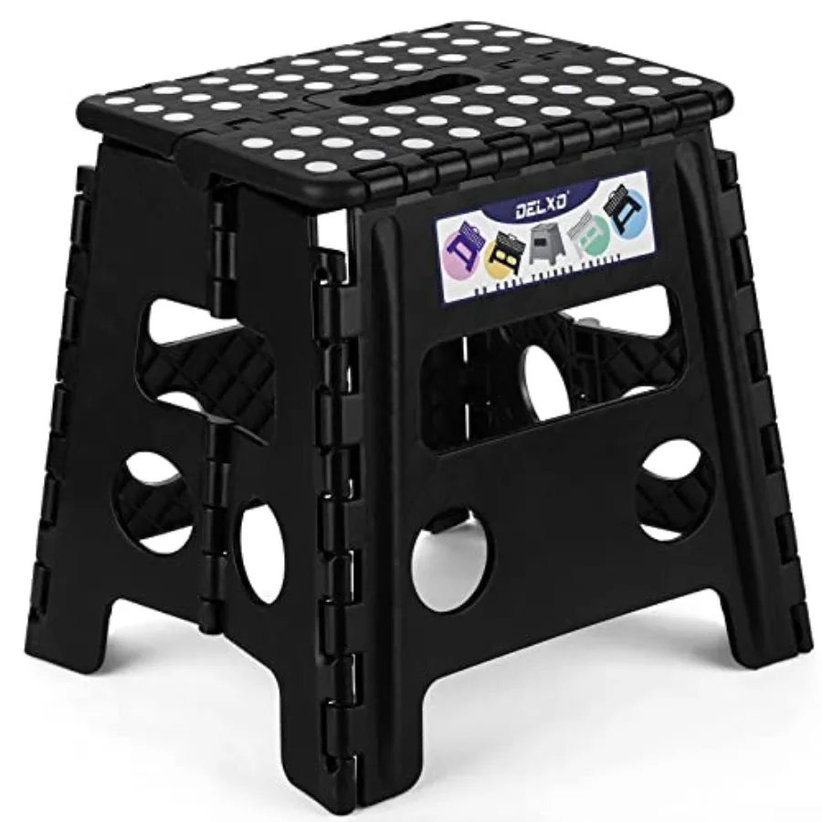 Folding Step Stool, 13 inch Non-Slip Foldable Stools Up to 300 LBS, Step Stool with Handle, Lightweight for Kitchen, Bathroom,