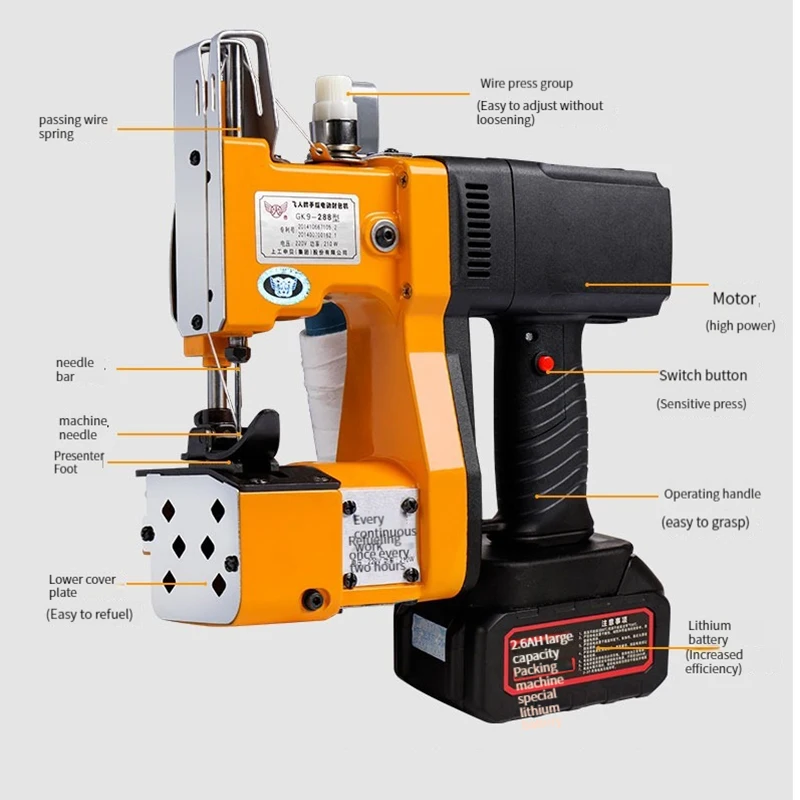 Petite machine à coudre portable aste avec batterie au lithium, machine à sceller dynamique, emballage de sacs tissés