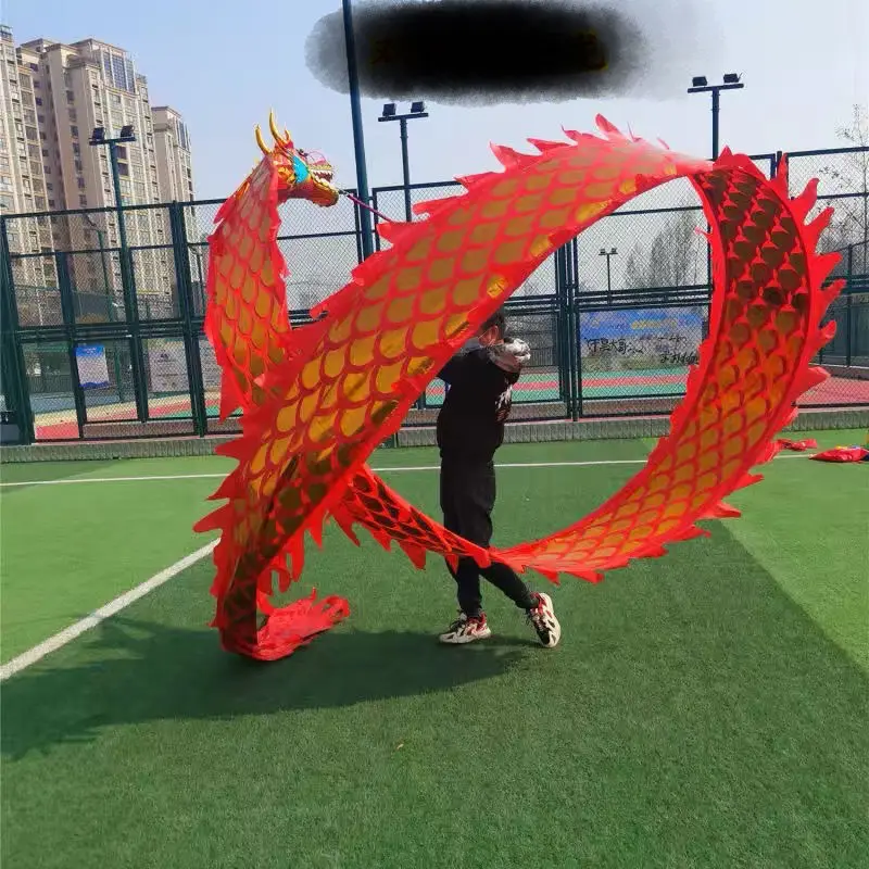 7m Black Red Chinese Dragon Dance Ribbon Accessories For Adults (Not Include Dragon Head)