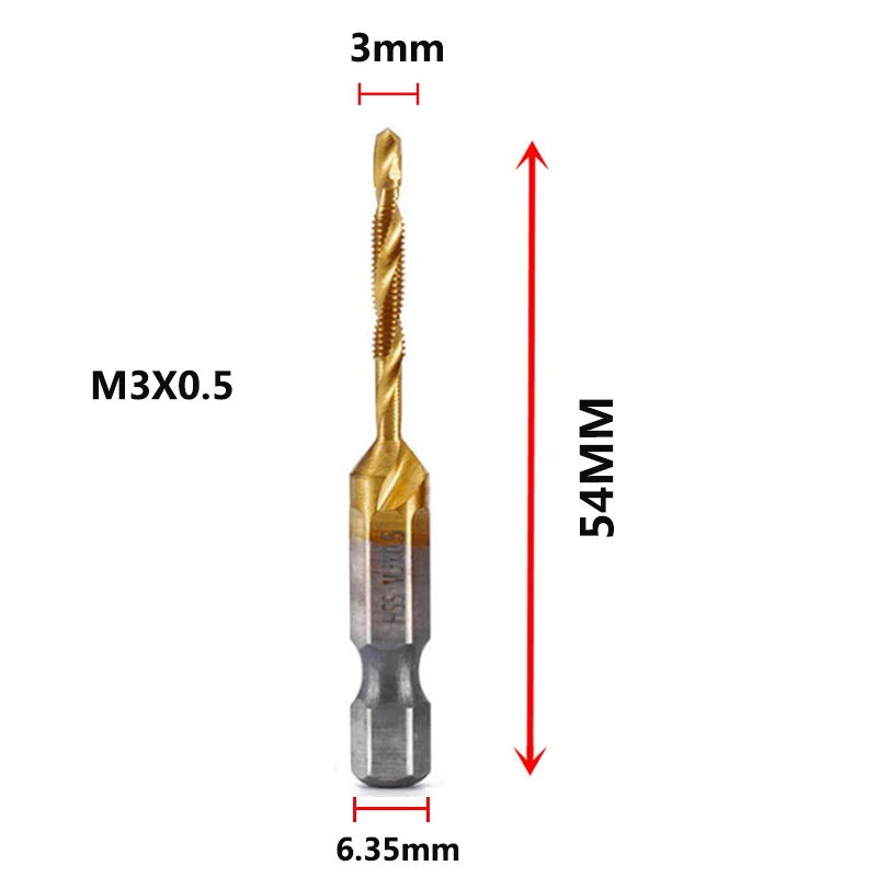 Sechs kant schaft titan beschichtet hss Schrauben gewinde metrische Gewinde bohrer Schraube Maschine Verbund gewinde bohrer m3 m4 m5 m6 m8 m10 Handwerkzeuge