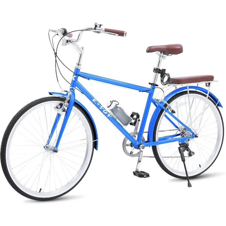 

Beach Cruiser Bike 26-дюймовый взрослый Cruiser Bike Городские велосипеды для мужчин и женщин 7-скоростные полные круизер-велосипеды с корзиной и водой