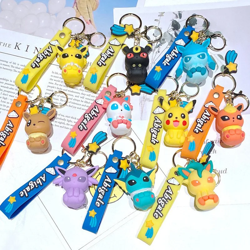 

Pokemon Anime Keychain Pendant Gengar Mimikyu Meowth Snorlax Cute Character Official Collectible Backpack Car Key Decor Toy Gift