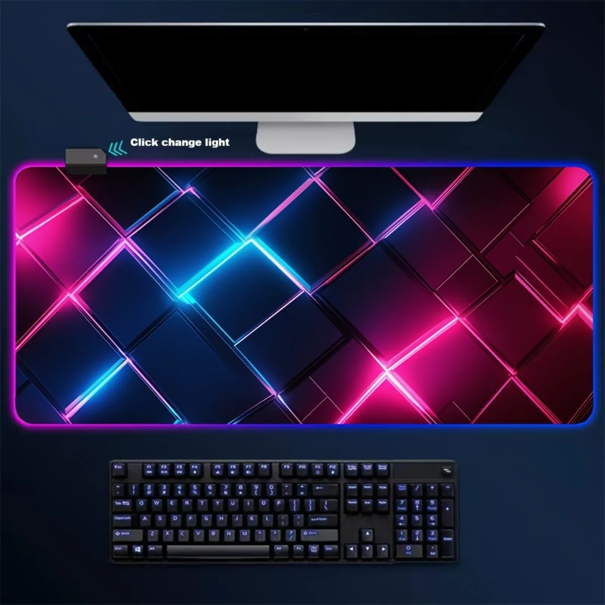 

Удобный игровой коврик для мыши с RGB-подсветкой, резиновая основа, нескользящий, со светодиодной подсветкой и прошитыми краями, для киберспорта, геймеров, офиса и компьютерного стола