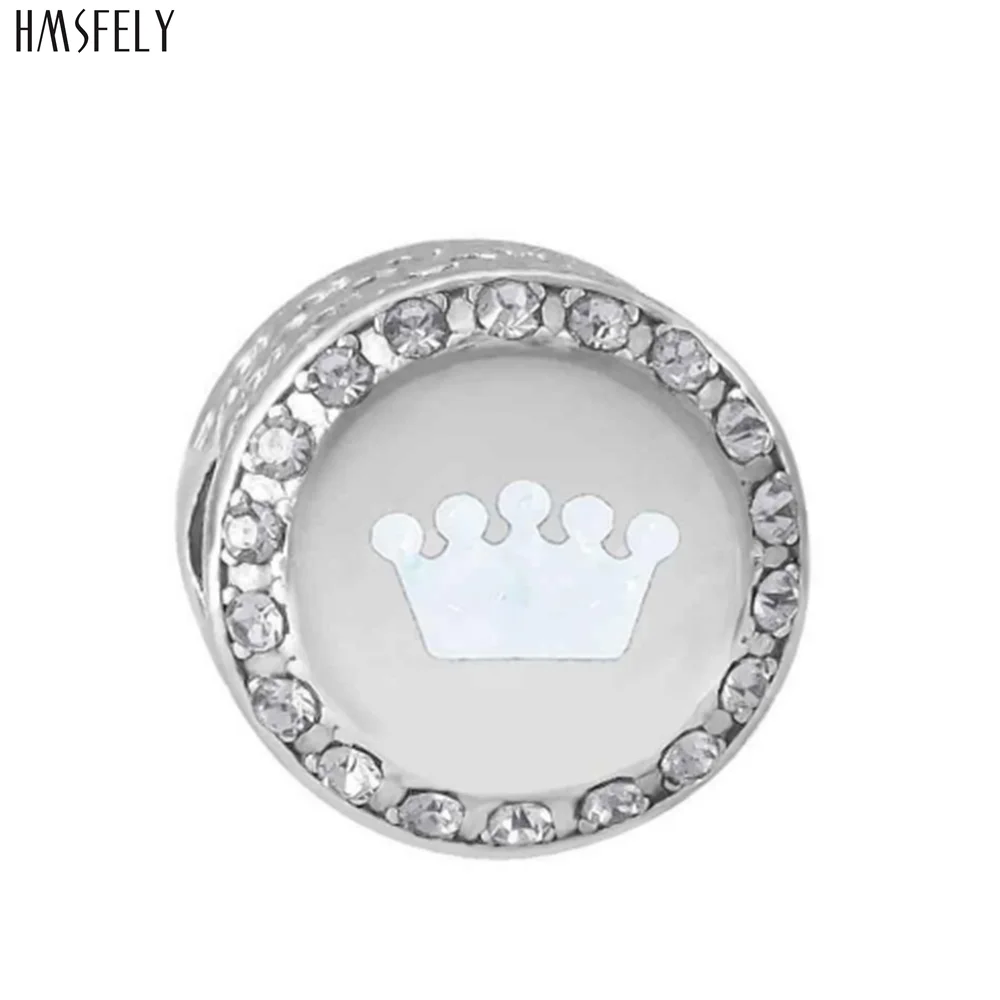 HMSFELY Crown Pattern Round Beads For Charm Women Bracelet Jewelry Making Accessories Bead 316l Stainless Steel Beads