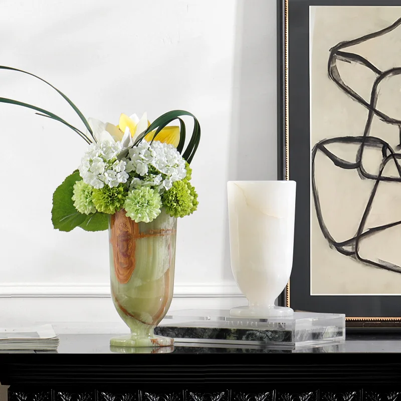 Medieval natural jade vase ornament model room sales office study niche high-end decoration ornament