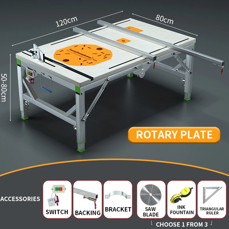 DIY Electric Folding Lifting Work Saw Multifunctional Woodworking WorkTable Table Saw Electric Woodworking Saw Table 80*120