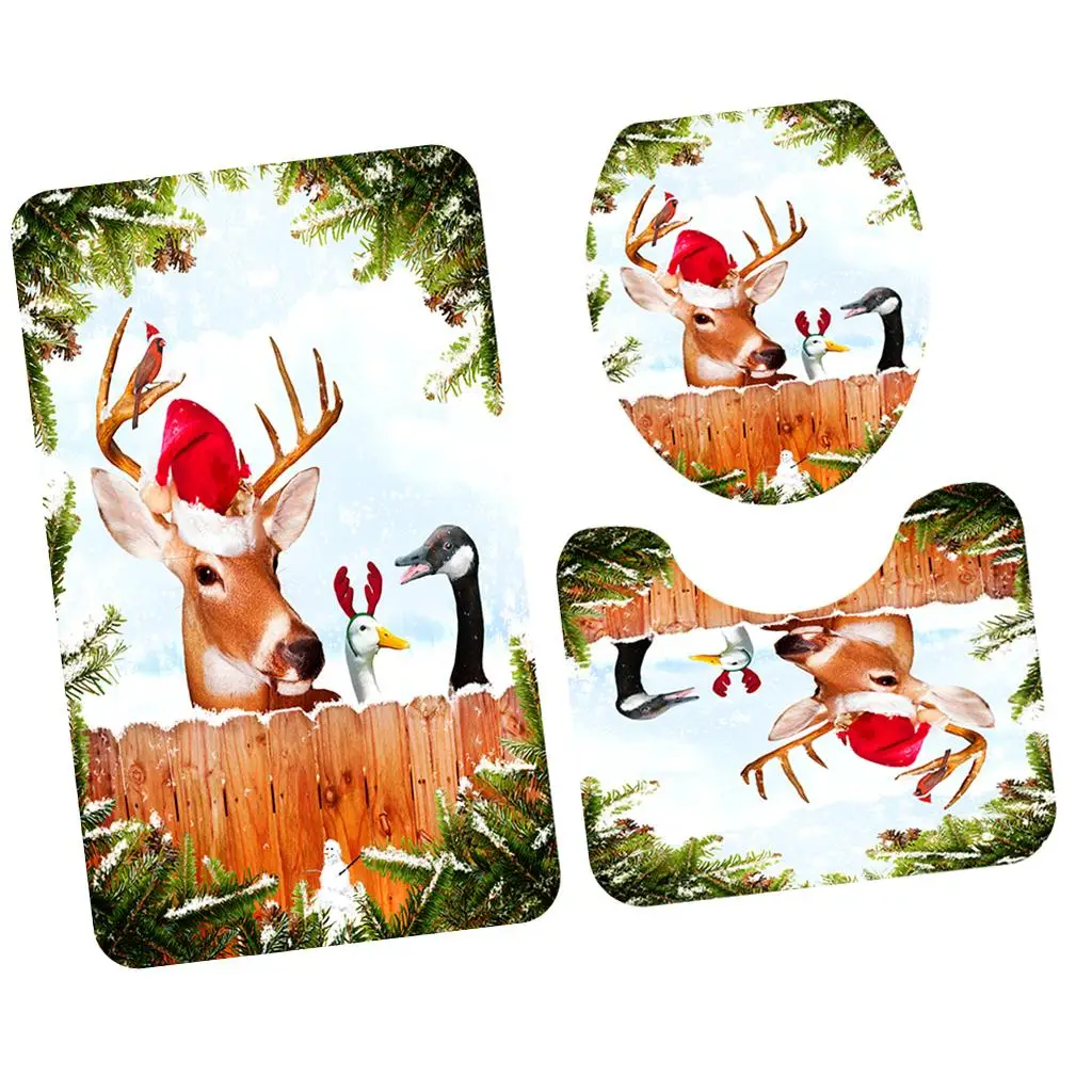 

Коврик для ванной Набор ковриков для ванной Коврик для ванной Toliet Decor Легко чистится - Рождественский колокольчик