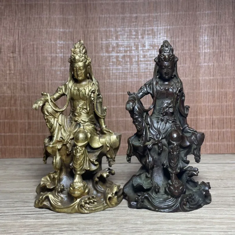 Antique Leisurely Guan Yin Statue Ornament Tibetan Buddhism Buddha Figurines Miniatures Home Decor Accessories Crafts