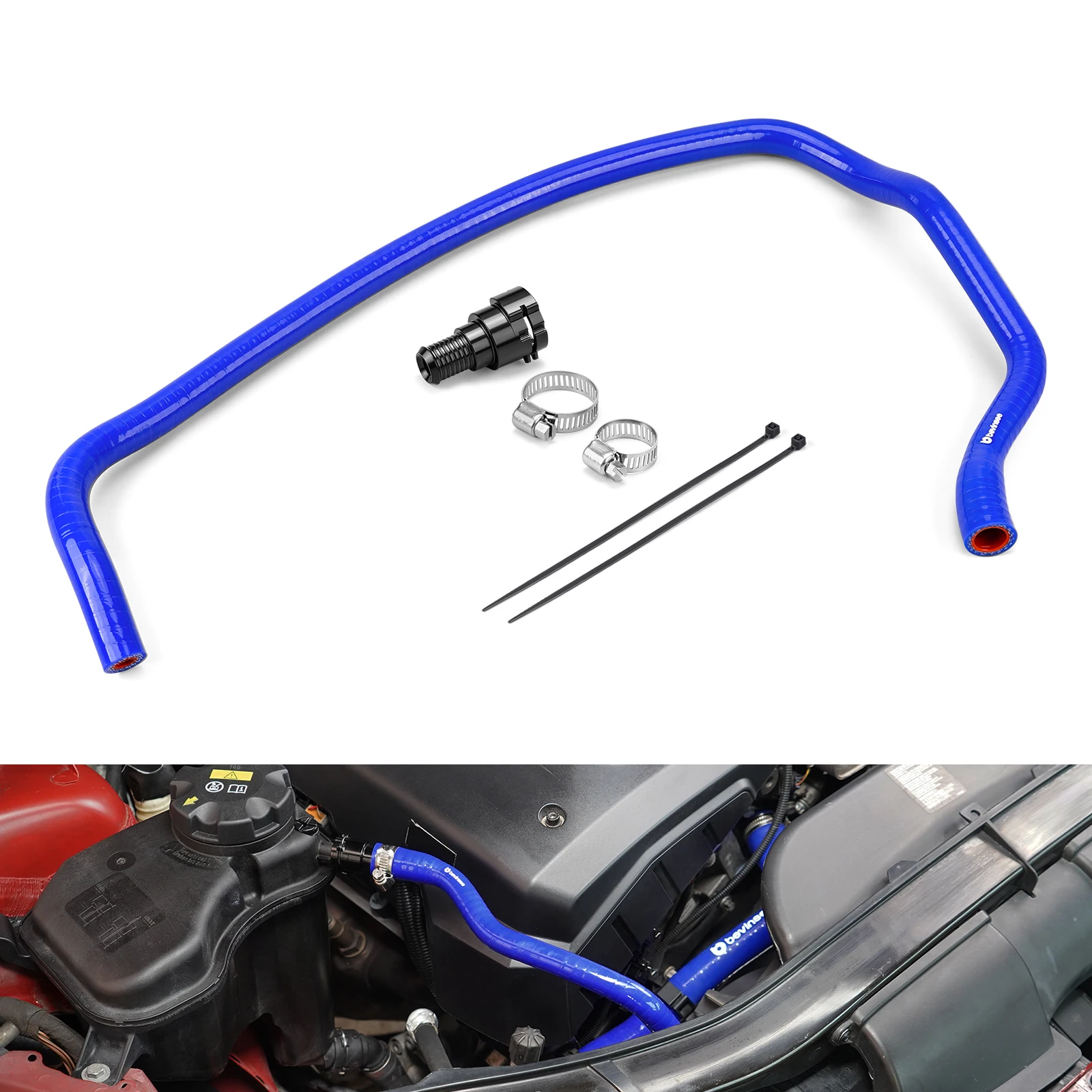 

BEVINSEE Engine Coolant Reservoir Hose For BMW E90 E91 E92 E93 E82 E88 X1 323i 325i 328i 330i Replaces 17127618510 17127565093