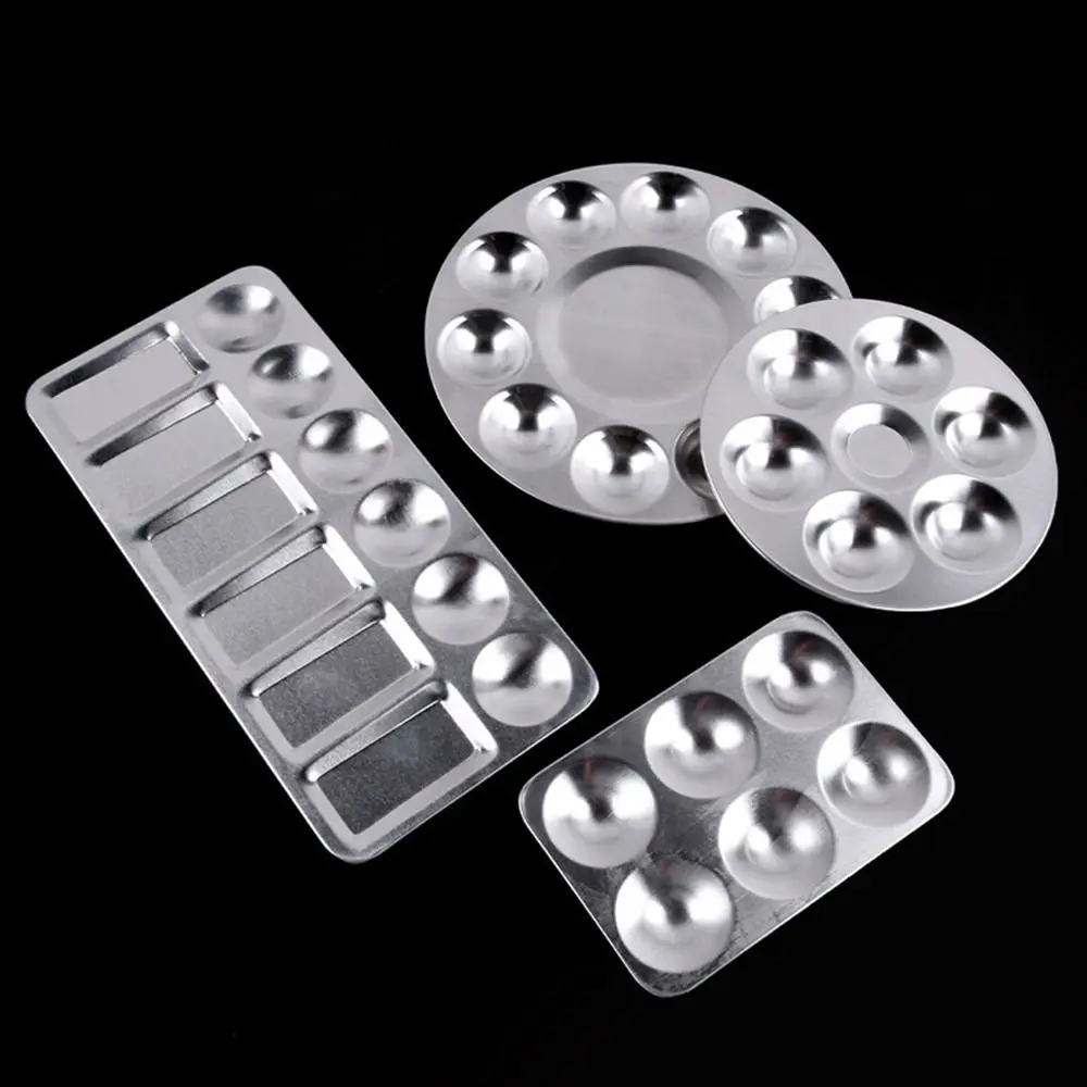 Металлическая ручная нарисованная акварельная палитра, 6/10/12 крыльев, круглая/прямоугольная палитра цветов для рисования, лоток для краски, товары для рукоделия