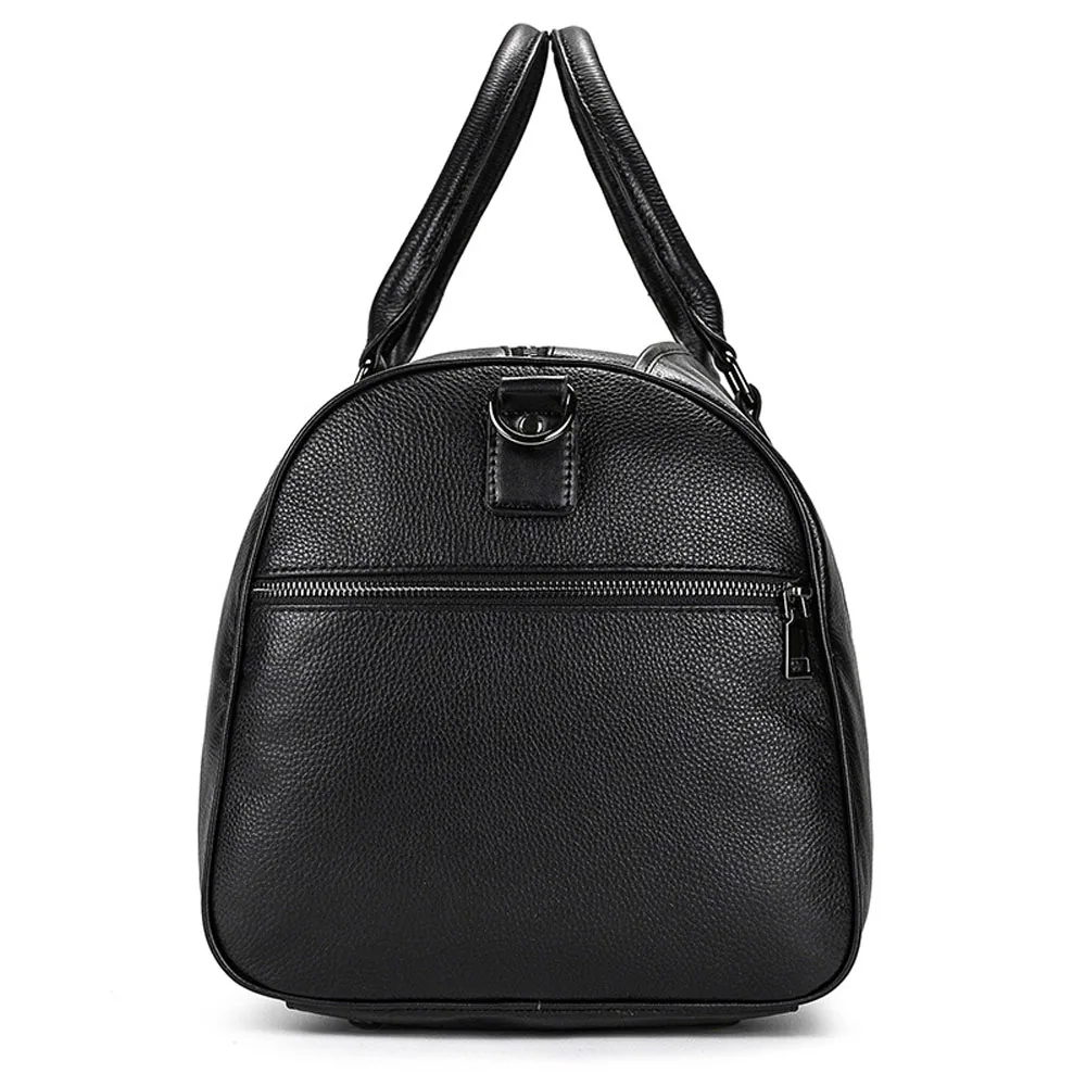 Bolso de viaje de piel auténtica para hombre, bolsa de viaje con asa, color negro, tamaño grande: 55x27x28cm