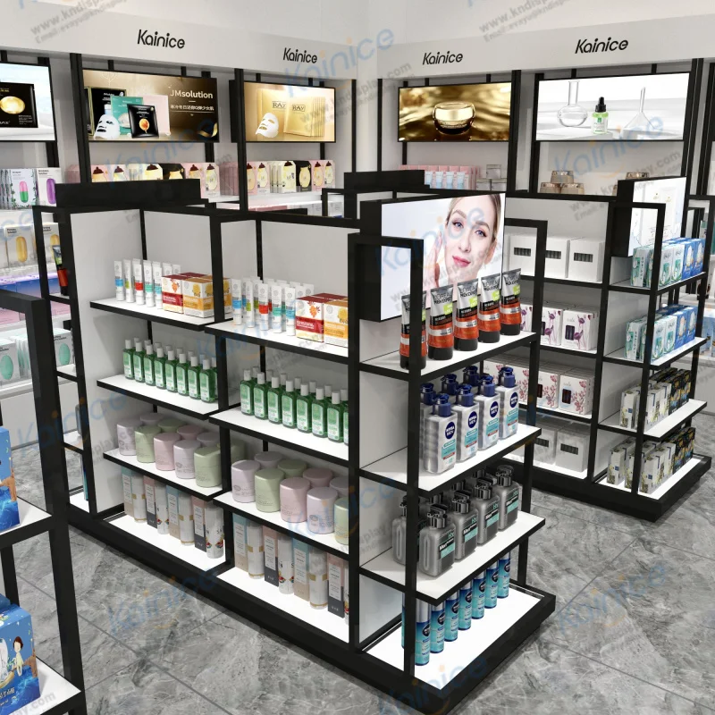 custom.Kainice Custom Size Brands Eyelash Cosmetic Display Cabinet Showcase Acrylic Make up Display Stand Shelf Display Rac