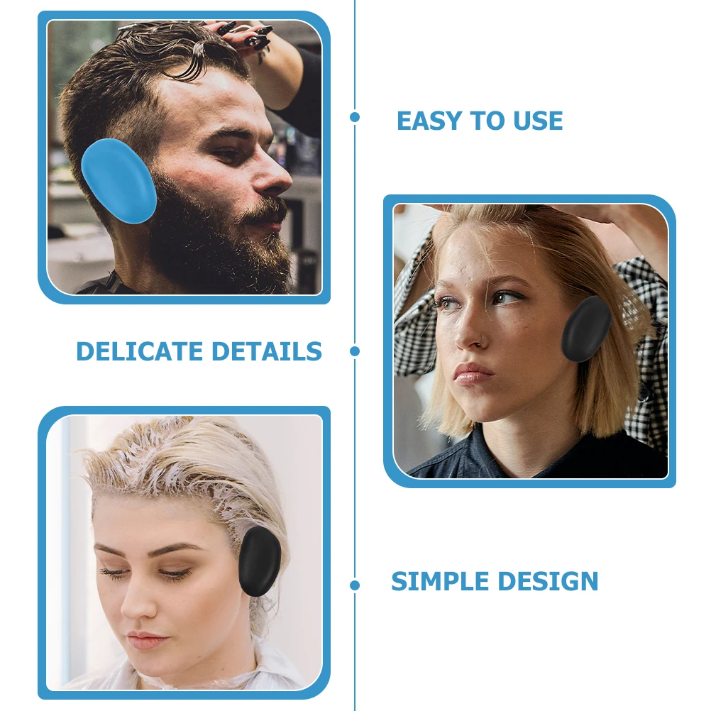 

4 Pairs Silicone Ear Covers for Hair Dye Ear Covers For Hair Dryer Heat Salon Use Black Blue Coloring Treatment Shower Caps Heat